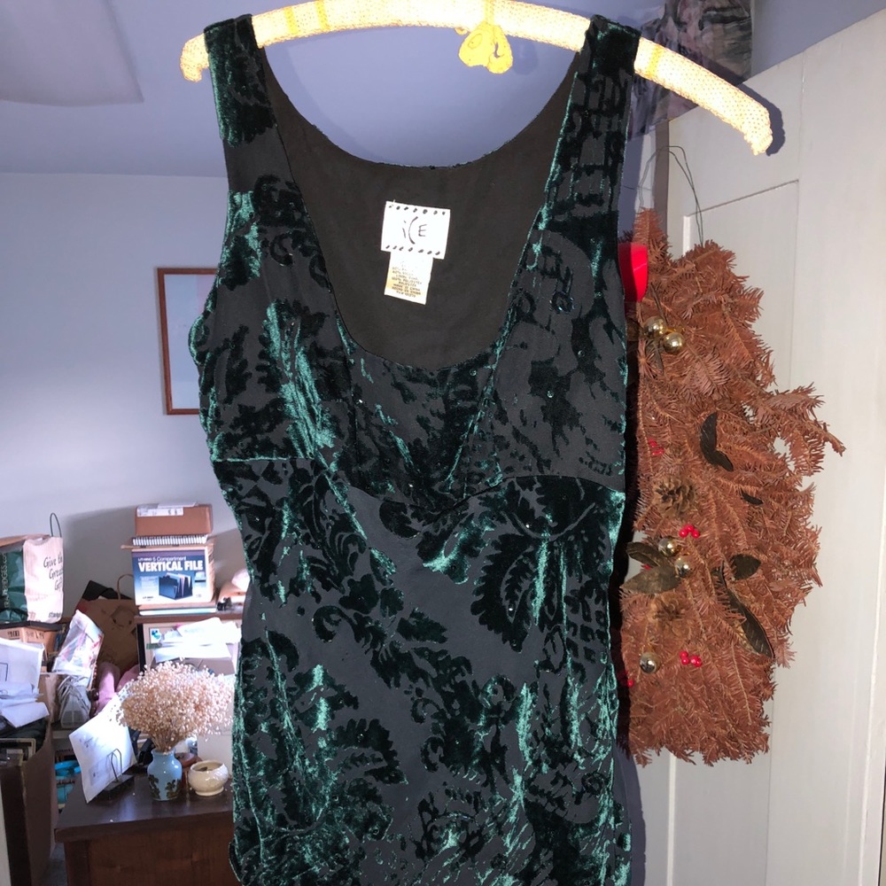 Emerald Green Velour Sleeveless Top, 1990s